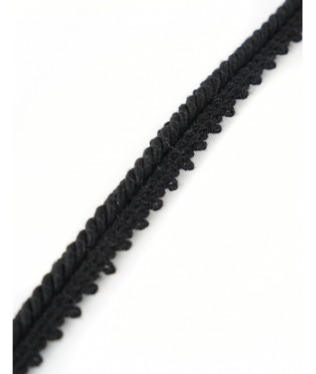 Sznurek z tasiemką ozdobną matowy szer. 12mm czarny JX13216